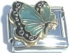 March Flying butterfly charm - Aquamarine 9mm Italian Charm
